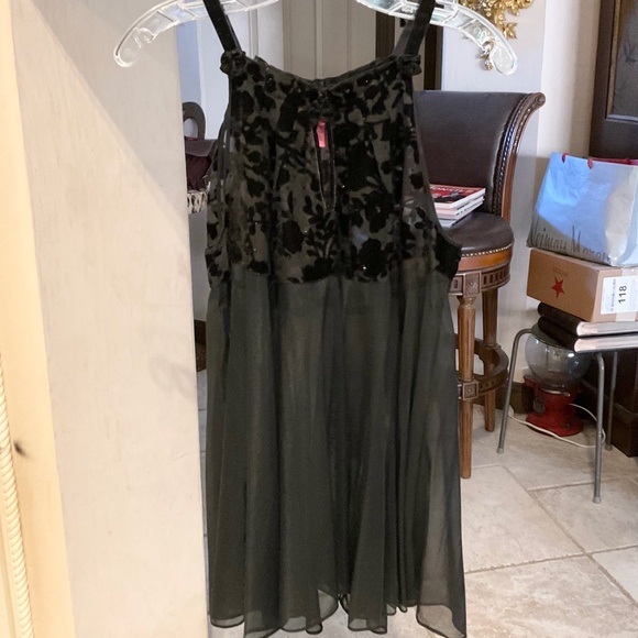 Betsey Johnson Intimates Sheer Velvet Black Babydoll Chemise Slip M Y2K - Picture 1 of 7